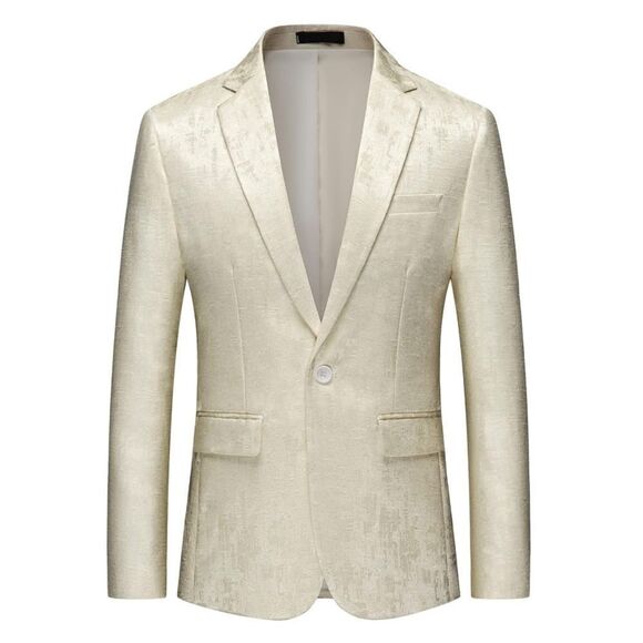 Men’s Slim Fit Beige Dress Suit Jacket Blazer Formal Notched Lapels Size 36 NWT - Picture 1 of 11